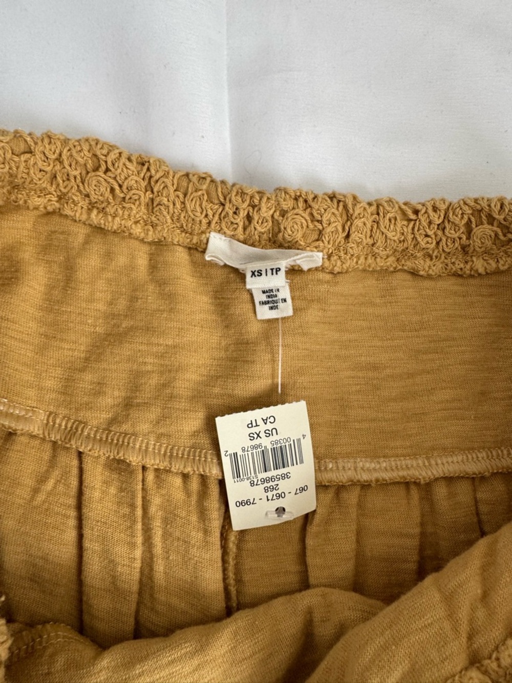 2 for $10 Aerie Crochet-Waist Mustard Yellow High-Rise Shorts - Picture 2 of 3